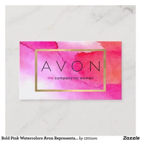 Bold Pink Watercolors Avon Representative Business Card | Avon ...