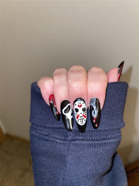 horror movie themed nails for halloween. hopefully each nail is ...