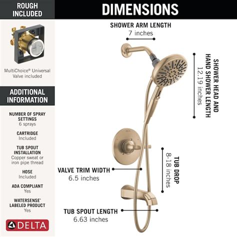 Delta Arcadia Champagne Bronze 1-handle Multi-function Round Bathtub ...