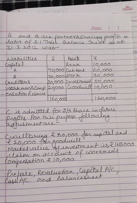 please help me in making revaluation account, capital account, cash ...