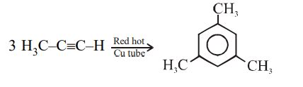 3CH3 - C ≡ CH xrightarrow[ textCu tube] textRed hot