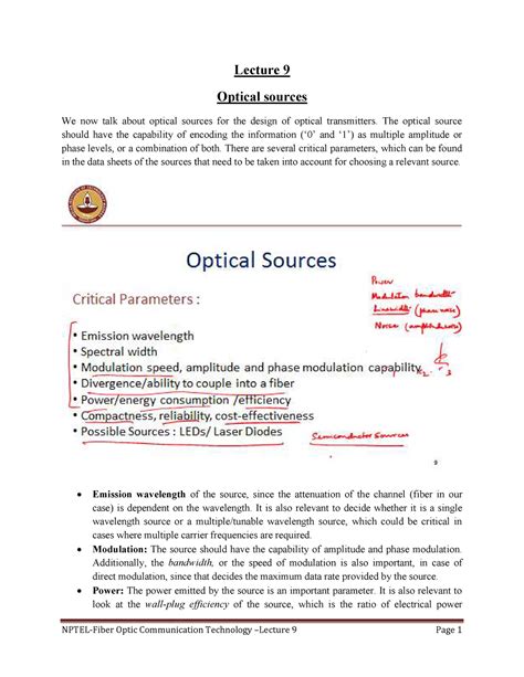 Lec10 - Notes - NPTEL-Fiber Optic Communication Technology We now talk ...