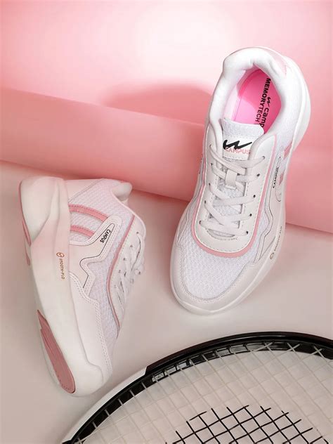 Womens Sneakers - Buy Hall White Pink Womens Sneakers - Campus Shoes