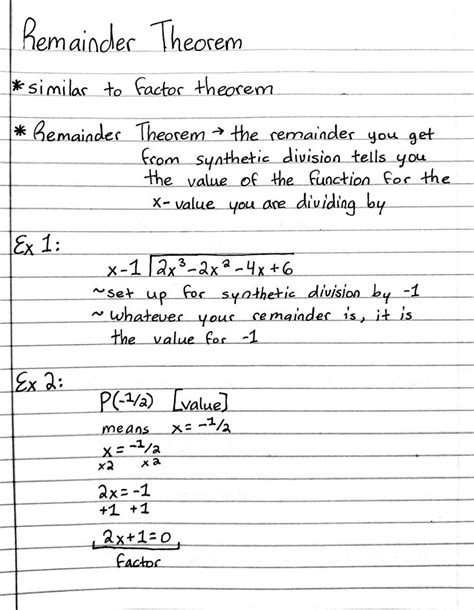 Image result for Remainder Theorem Worksheet