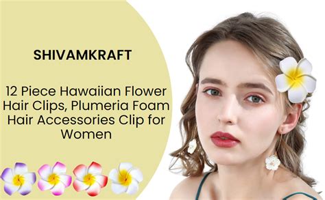SHIVAMKRAFT 12 Piece Multi Color Artificial Hawaii Flower Hair Clip ...