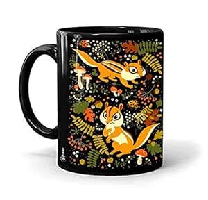 Buy Uphaar Two Cute Chipmunks in Autumn Background Black Ceramic Coffee ...