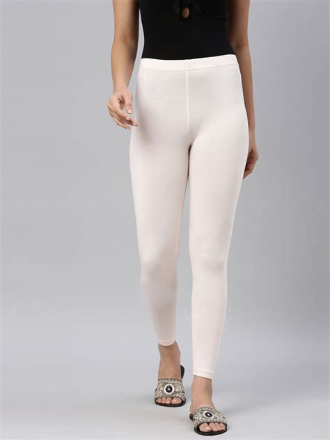 Pink Mist Cotton Stretch Ankle Length Leggings – Go Colors India