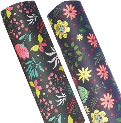 ImpressiveWorks Gift Wrapping Floral Design Paper Sheet with Ribbons ...