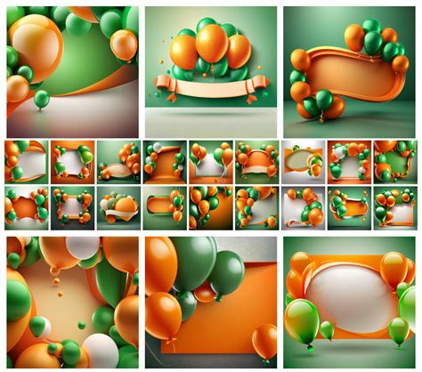 Color Burst: Orange & Green Birthday Card Backgrounds | 123freevectors