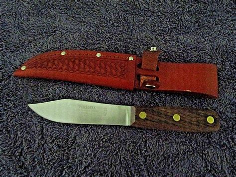 J. RUSSELL 5" GREEN RIVER HUNTING KNIFE WITH LEATHER SHEATH USA CARBON ...