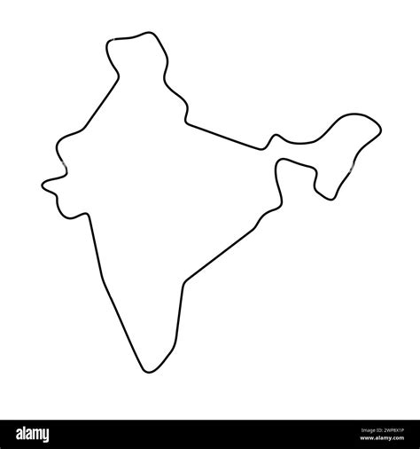 India country simplified map. Thin black outline contour. Simple vector icon Stock Vector Image ...