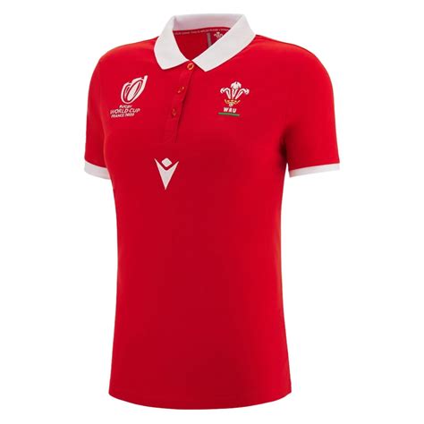 Macron Wales Rugby World Cup 2023 Women's Polo Shirt | Red in 2023 ...