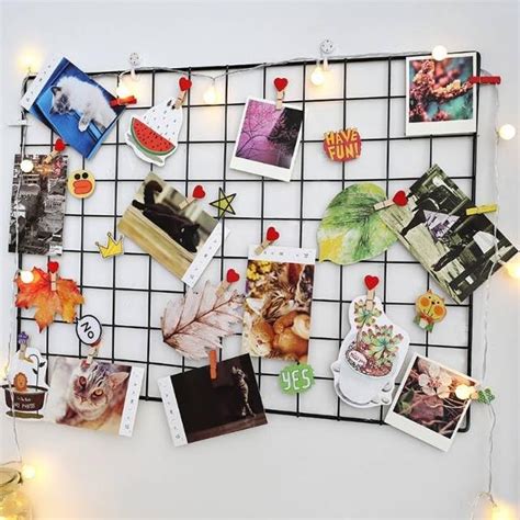 GreenUniverse Metal Grid Square Photo Frame for Wall Clip Holder Photo ...