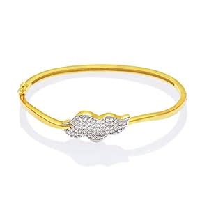 Mahi Gold Plated Wavy Leaves kada with CZ for Women BA1102178G : Amazon ...