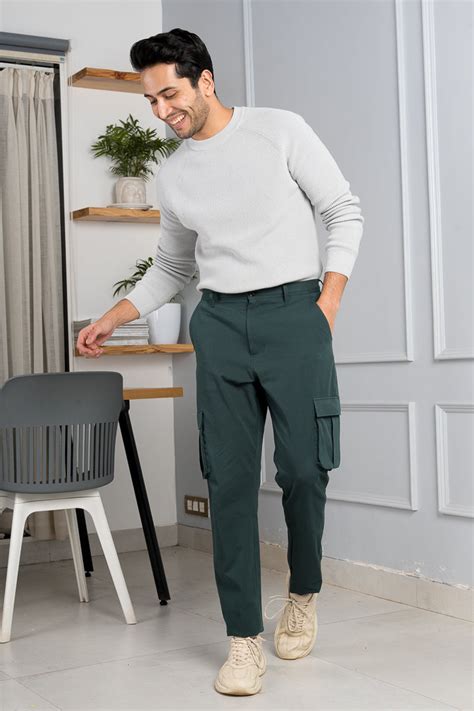 Buy Forest Green Stretch Cargo Pants For Men Online In India