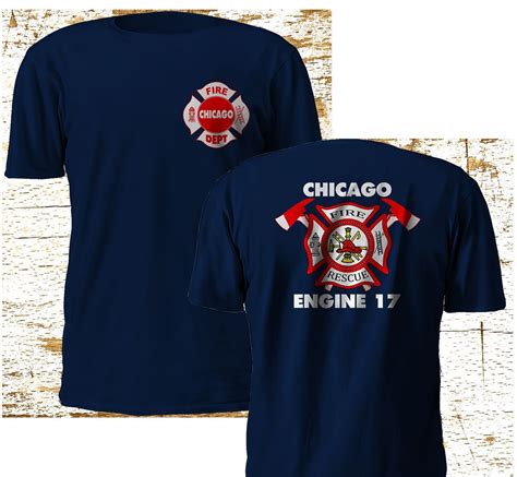 Chicago Firefighter Department Backdraft Engine 17 Fire Navy T-Shirt M ...