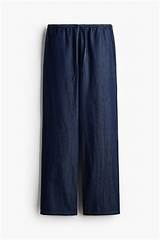 Denim drawstring trousers - Dark denim blue - Ladies | H&M IN