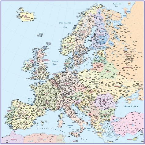 Vector Europe map, Political Illustrator and PDF formats @4,000,000 scale