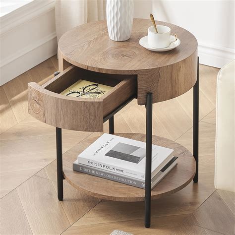 Snapklik.com : IDEALHOUSE Round End Table Wood Side Table