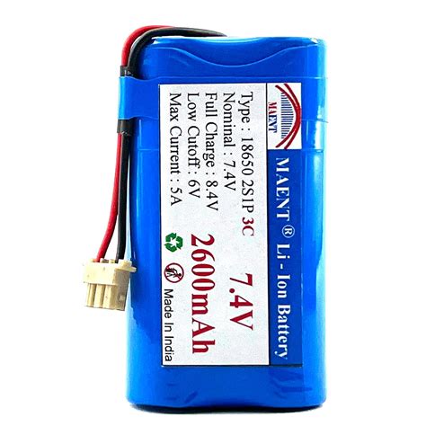 MAENT® 7.4V 18650 Lithium ion Rechargeable Battery 2S1P with 5264 pin 8 ...