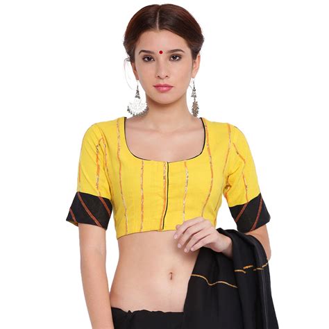 Yellow khesh blouse with black khesh sleeves border – Prathaa - weaving ...