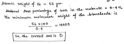 If mass percentage of sulphur in a protein molecule is 0.2 percent then ...