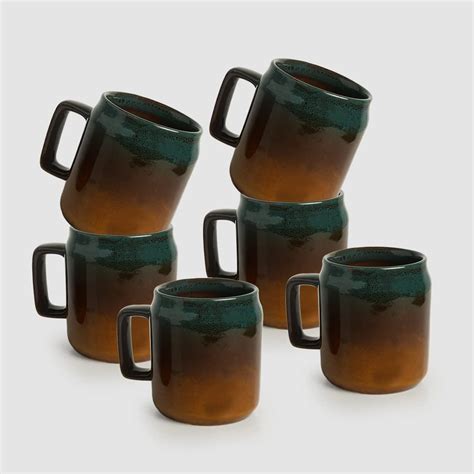Buy ExclusiveLane Ceramic Coffee Mugs Set of 6 | Printed Studio Pottery ...