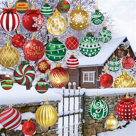 Amazon.com : Rtteri 30 Piece Outdoor Christmas Tree Hanging Ornaments ...