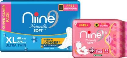 niine Naturally Cottony Soft (XL, XL+) Ultra-Thin Day & Night ...