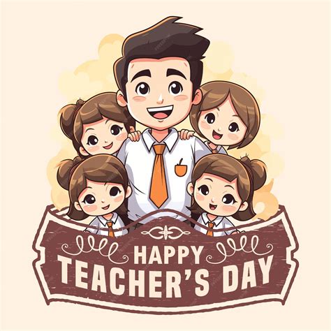 Premium Vector | Happy teacher's day with cute little teacher and ...