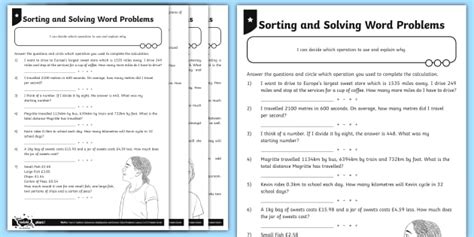Differentiated Sorting and Solving Word Problems Worksheets