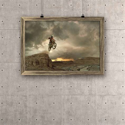 ArtzFolio Biker Making A Stunt Jumps In The Air D2 Canvas Painting ...