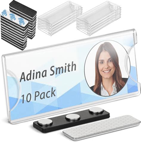 Mifflin - Premium Acrylic Magnetic Name Tag Kit - 10 PK, 3x1 inches ...