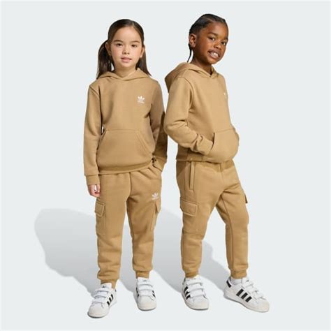 adidas Hoodie Cargo Set Kids - Brown | Free Shipping with adiClub
