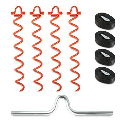 Buy Heavy Duty Ground Screw Anchors – Set of 4 Ground Anchors, 4 Straps ...