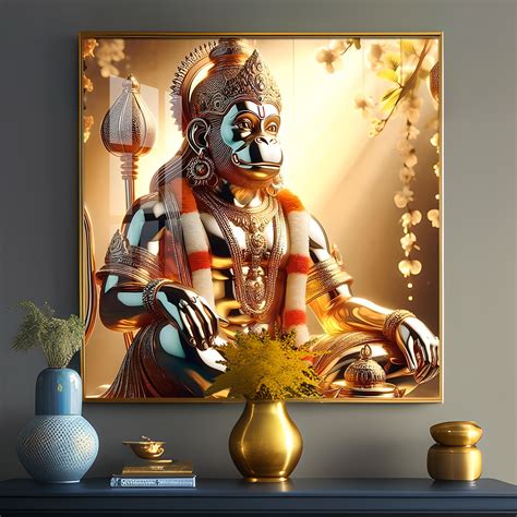 Rambhakt Hanuman Premium Acrylic Square Wall Art - The Next Decor