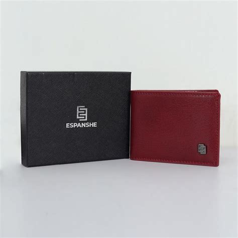 Two Folding Genuine Leather Money Clip Card Holder Wallet - Red – Espanshe