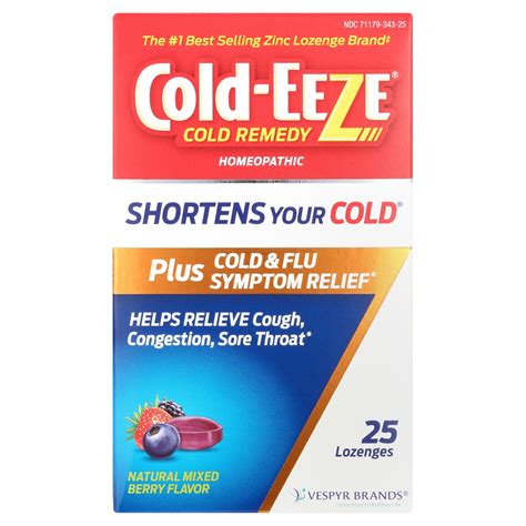 Cold-EEZE Plus Cold & Flu, Zinc Lozenges, Mixed Berry, 25 Count HSA/FSA ...