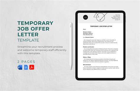 Interim Job Offer Letter Template - Infoupdate.org