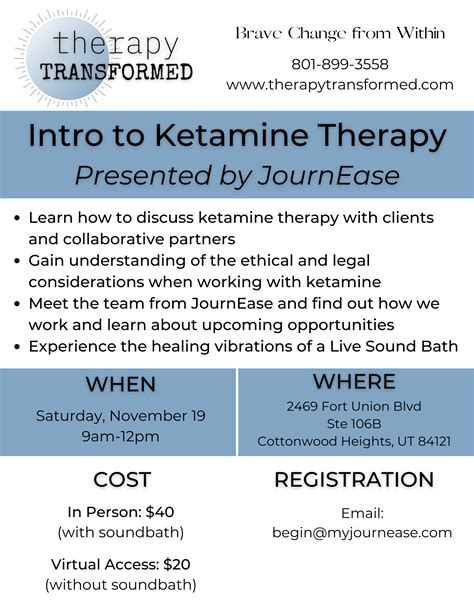 Intro to Ketamine Therapy Event - Therapy Transformed
