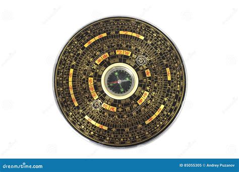 Chinese Magnetic Compass - Luopan. Isolated on White Background. Stock ...