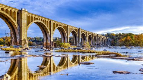 Download wallpaper 2048x1152 bridge, arches, river, reflection ...