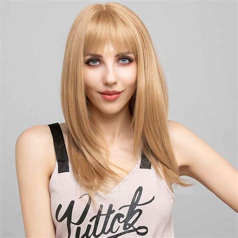 Buy SOKU Strawberry Blonde Synthetic Wig 20" Natural Straight Hair with ...