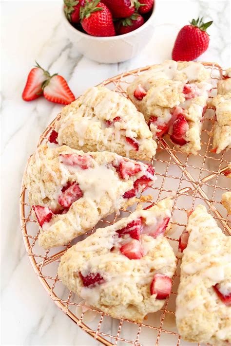 Fresh Strawberries and Cream Scones - Katiebird Bakes
