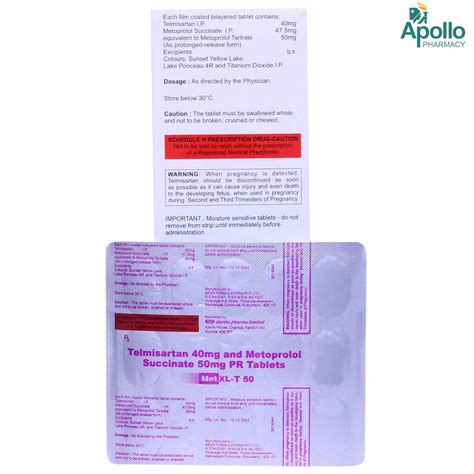 Met XL-T 50 Tablet | Uses, Side Effects, Price | Apollo Pharmacy
