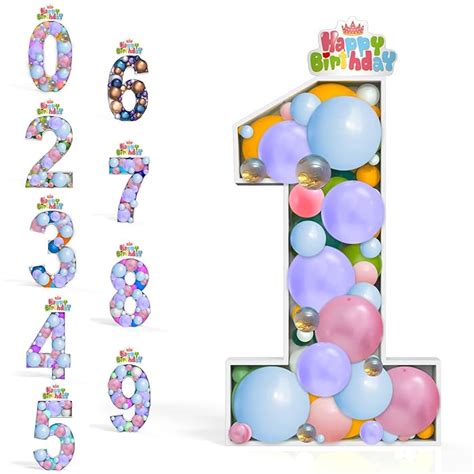 Buy 4FT Giant Mosaic Balloon Frame Number Marquee Light Up Numbers 1 ...