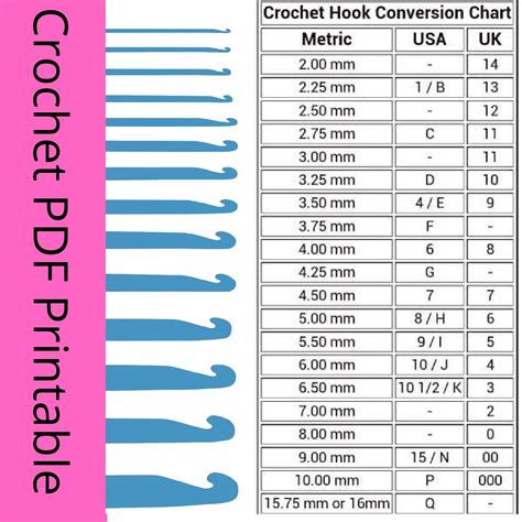 Ultimate Printable Crochet Charts Guide: Hook Sizes, Stitches ...
