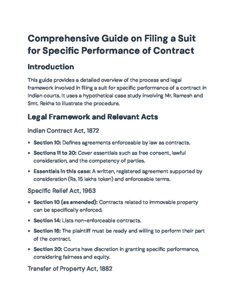 Guide to Filing a Suit for Specific Performance of Contract in India ...