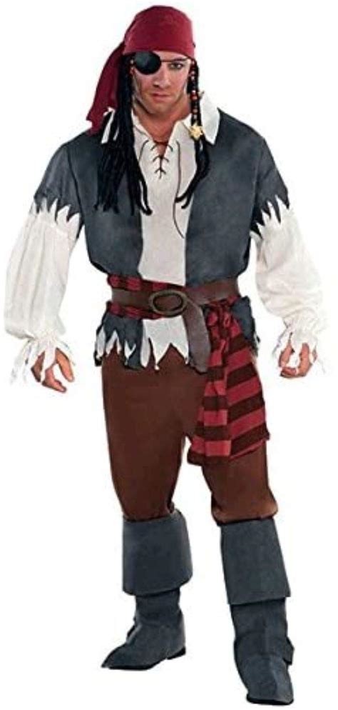 Amscan Adult Castaway Captain Pirate Costume - Plus XXL (48-52 ...