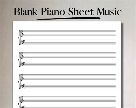 Treble Clef Staff Paper Printable Sheet Music Manuscript Paper, Treble